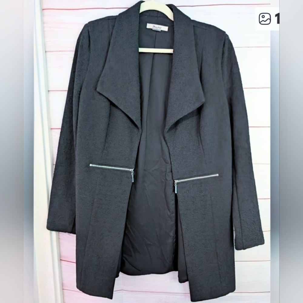 Nwot TanJay Elegant Black Women's Embroidered Coat SIZE 12